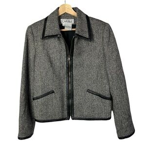 Carlisle Black & White Chevron Printed Full Zip Lambswool Jacket 12